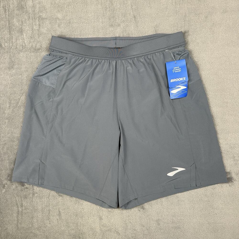 NWT Brooks Journey 7" Running Shorts Men's Small Gray Storm Lined Athletic Track